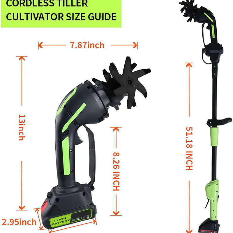 Trovehand™ Multifunctional 2-in-1 Cordless Tiller & Cultivator with Telescopic Pole