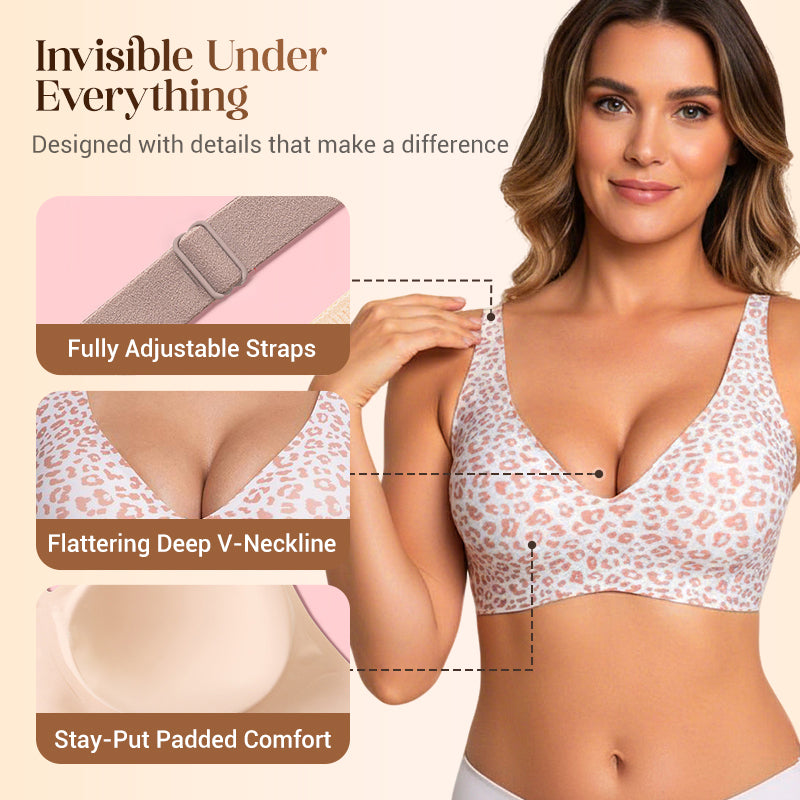 💕 💕Jelly Wireless Women‘s Comfortable Wireless Bras Push Up Bra Seamless T shirts Bras Deep V Everyday Bras