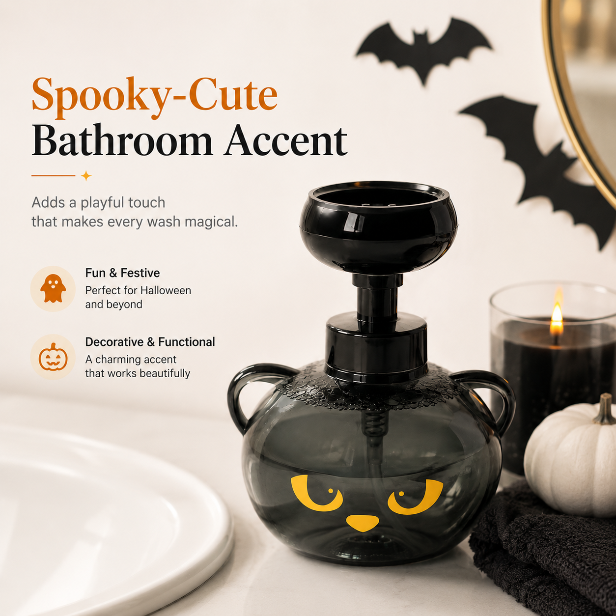 🐾 Spooky Cat Paw-Foam Soap Dispenser 🎃