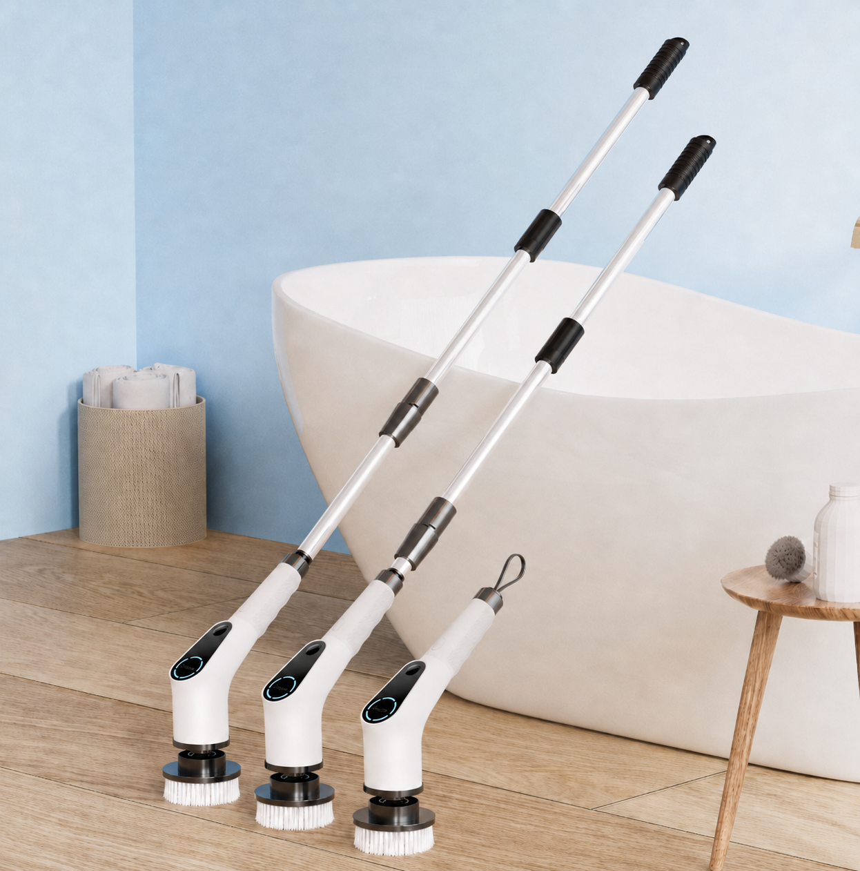 All-in-One Electric Spin Scrubber – 9-in-1 Cordless Power Scrubber with 8 Brush Heads & Extendable Handle