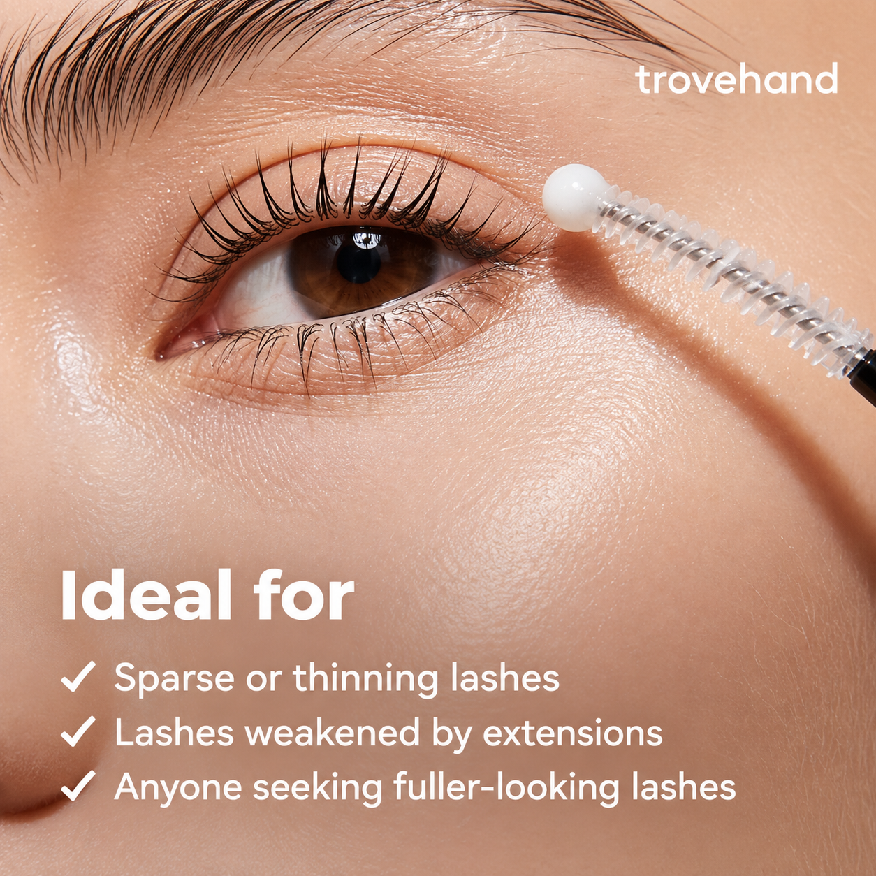 Applying eyelash serum along the lash line