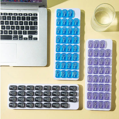 🔥✨31-Day Monthly Pill Box: Easy-Open Lids, Removable Pods, Date Reminder, Travel Case