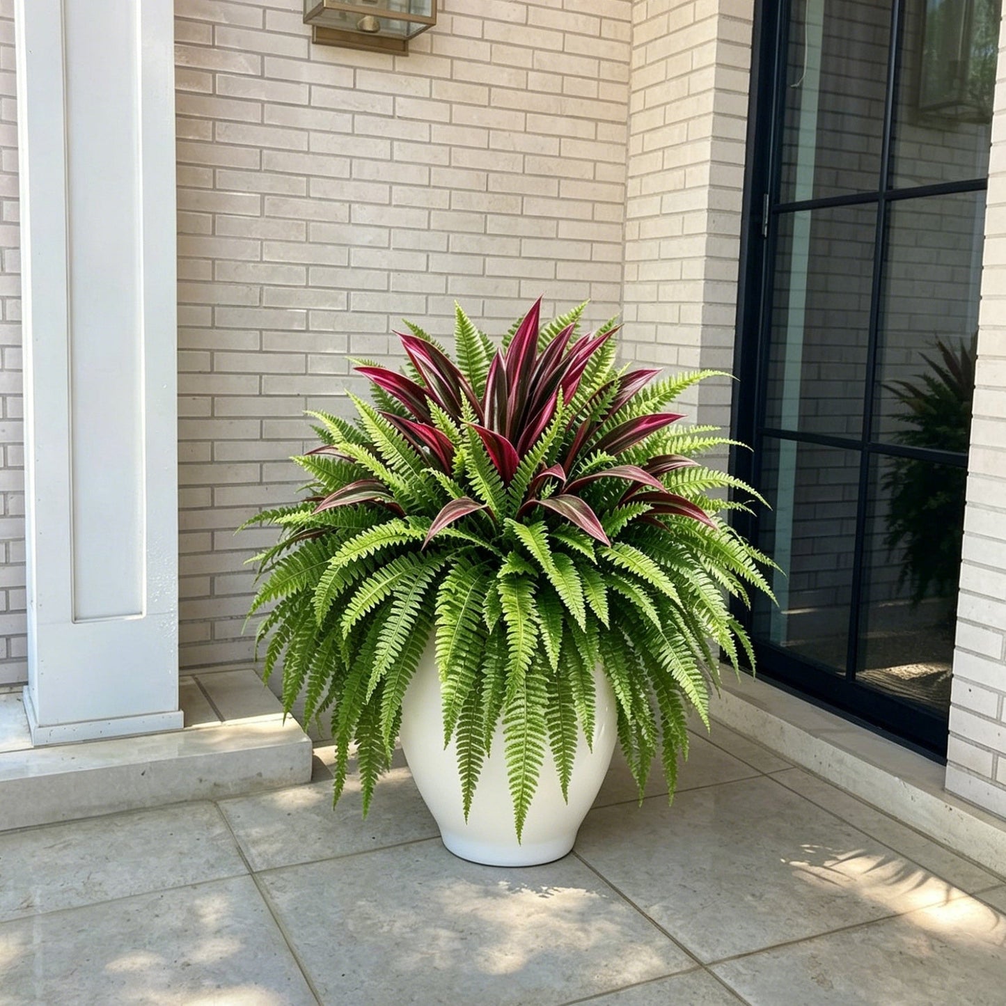 💥Summer Special🔥 48" Large UV-Resistant Artificial Fern & Red Dracaena Decorative Plants – Full, Lush & Fade-Resistant!