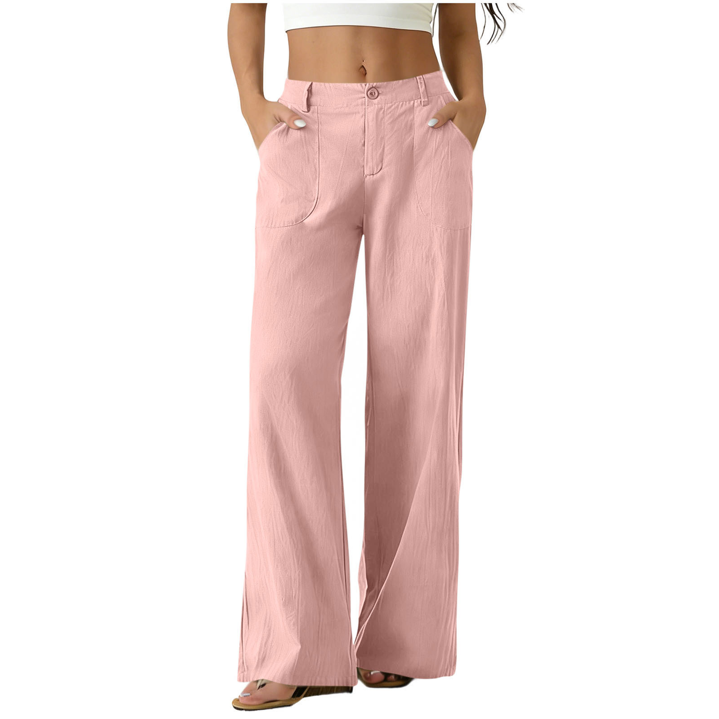 🔥Bestseller👖Women's High Waist Cotton Linen Wide Leg Pants