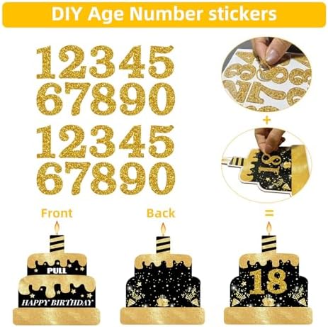 Birthday Money Box for Cash Gift with DIY Stickers，A Surprising Money Gift Box with Pull-Out Happy Birthday Card & 50 Cash Bags, Ideal Gift for Men, Women All Ages