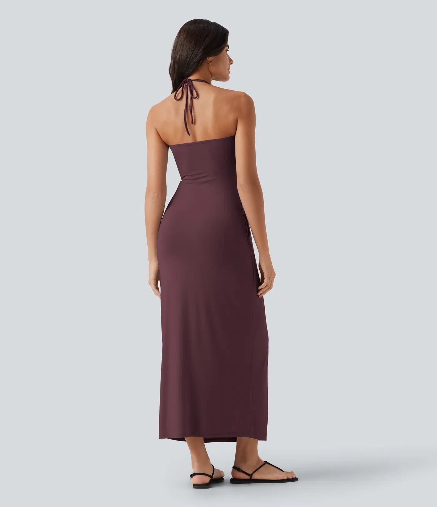 Trovehand Hourglass Bodycon Halter Tie Maxi Dress with Pockets