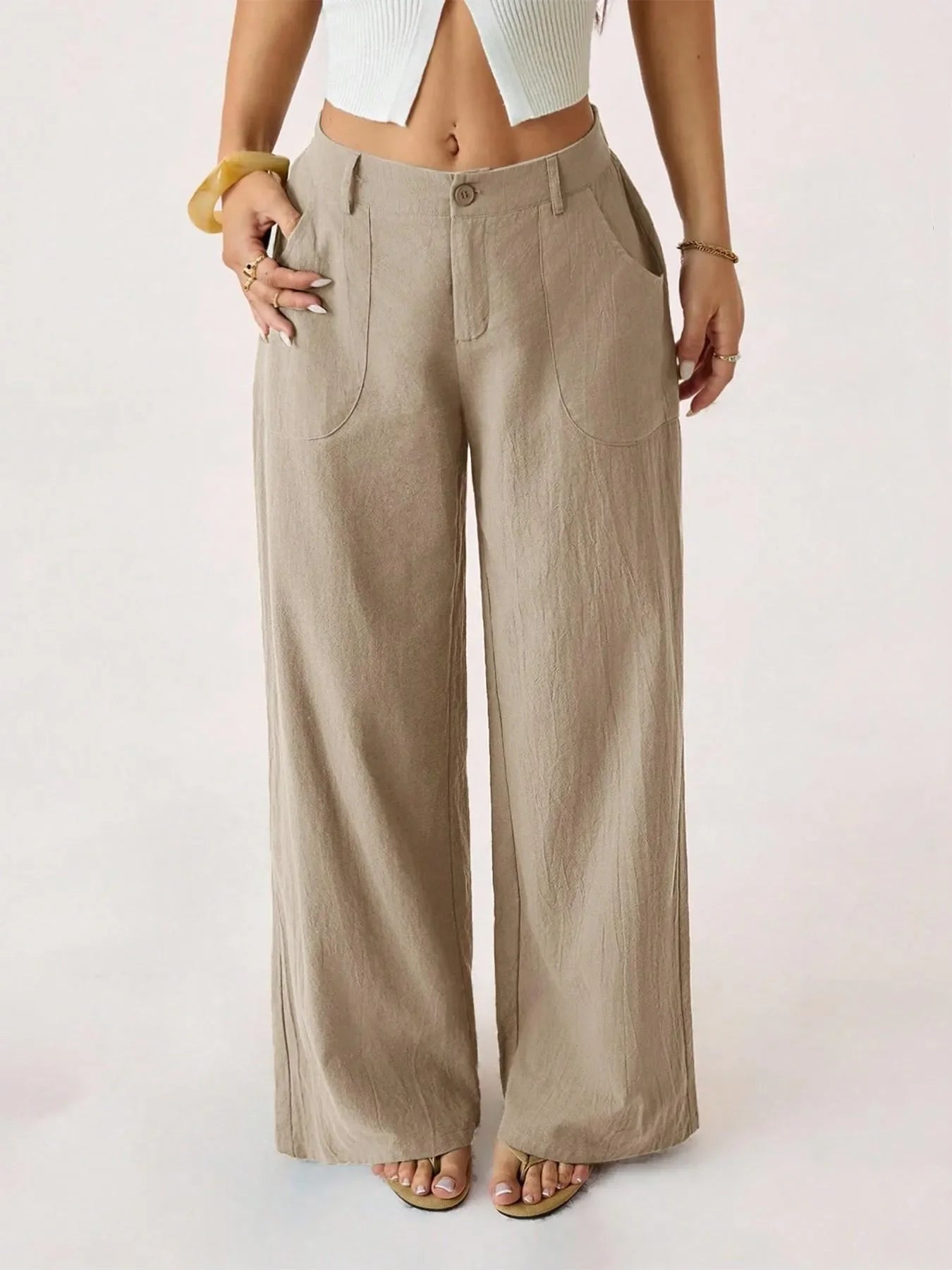 🔥Bestseller👖Women's High Waist Cotton Linen Wide Leg Pants