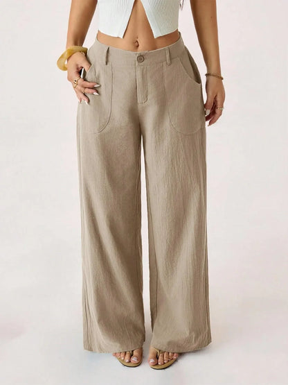 🔥Bestseller👖Women's High Waist Cotton Linen Wide Leg Pants