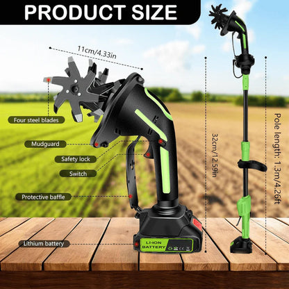 Trovehand™ Multifunctional 2-in-1 Cordless Tiller & Cultivator with Telescopic Pole