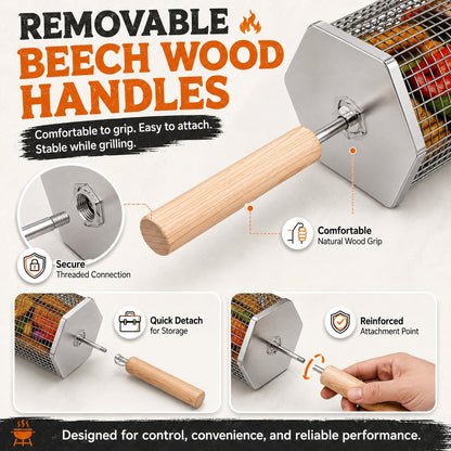 🍢 Rolling Grill Baskets | No More Burnt Veggies - Grill Perfectly Every Time! 🔥