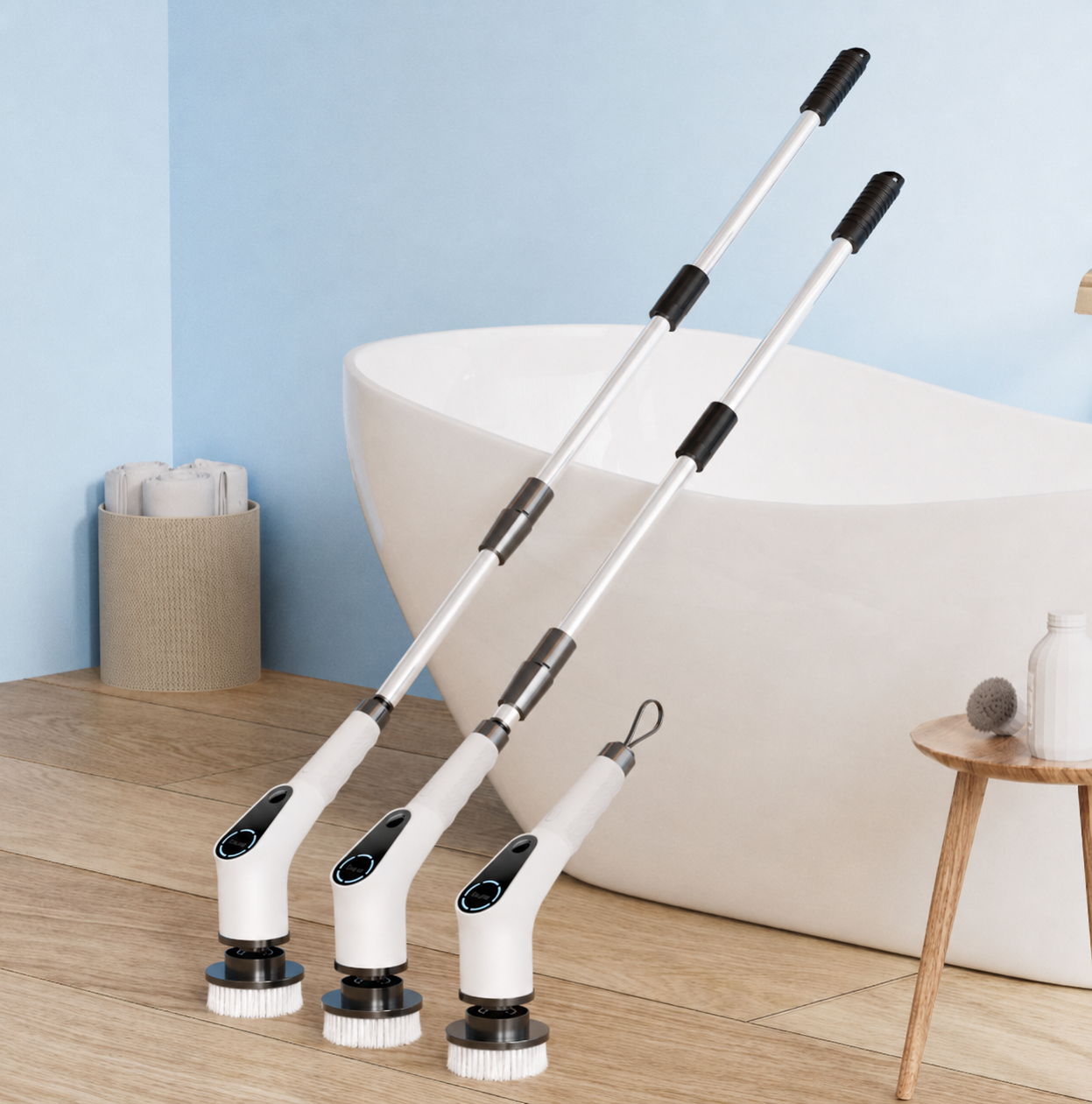 All-in-One Electric Spin Scrubber – 9-in-1 Cordless Power Scrubber with 8 Brush Heads & Extendable Handle