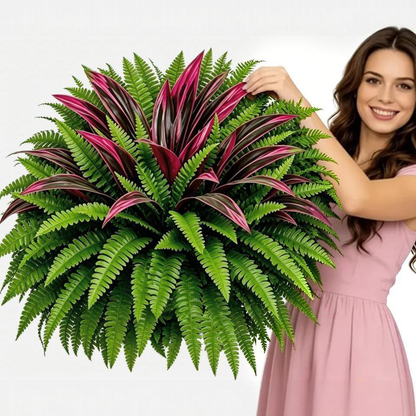 💥Summer Special🔥 48" Large UV-Resistant Artificial Fern & Red Dracaena Decorative Plants – Full, Lush & Fade-Resistant!