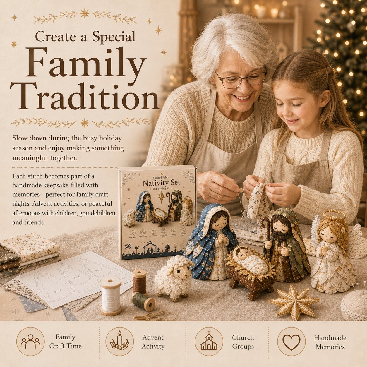 ✨ DIY Patchwork Nativity Scene Sewing Kit