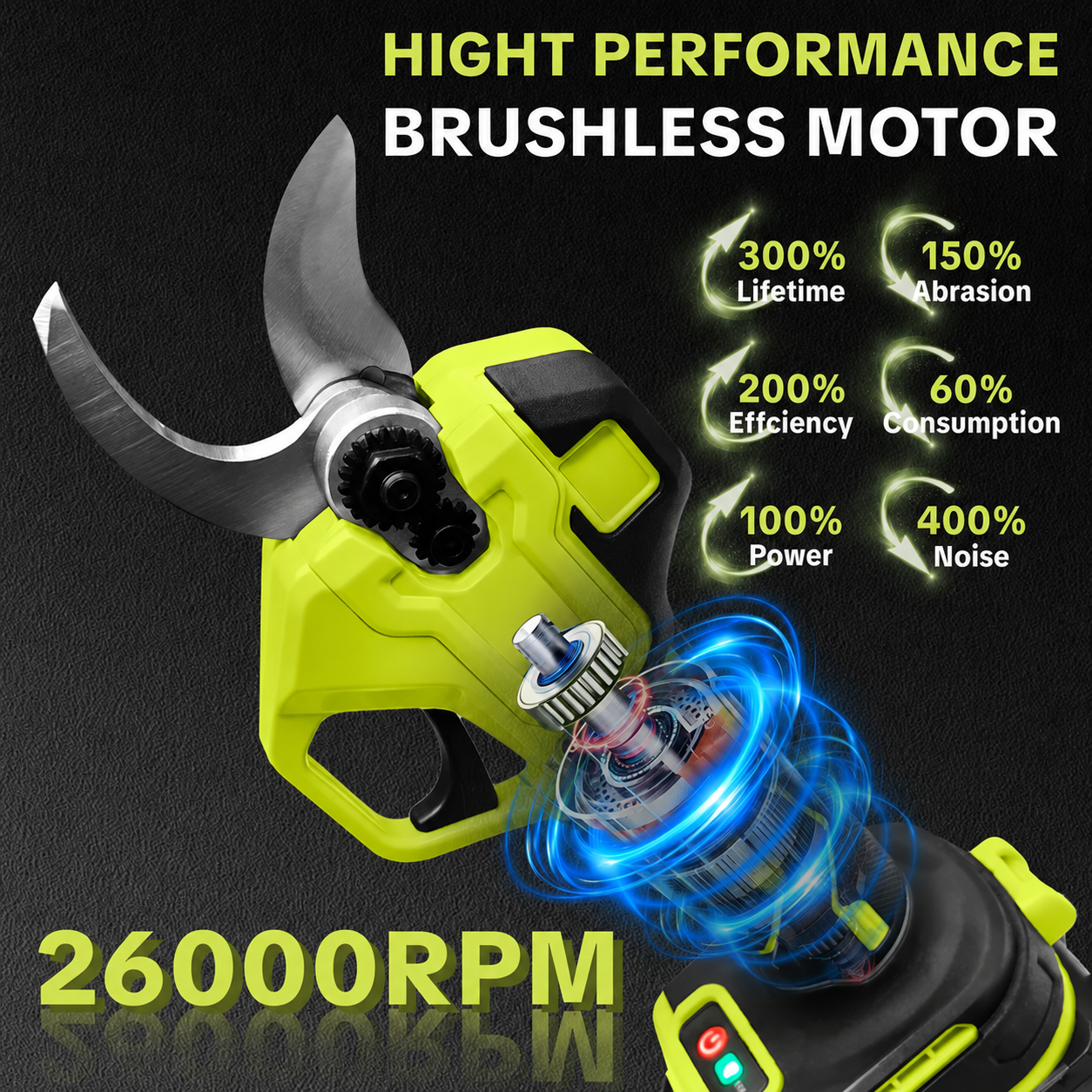 Cordless electric pruning shears used for garden maintenance