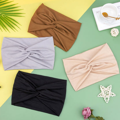 10 Pack Wide Knotted Turban Headbands for Women