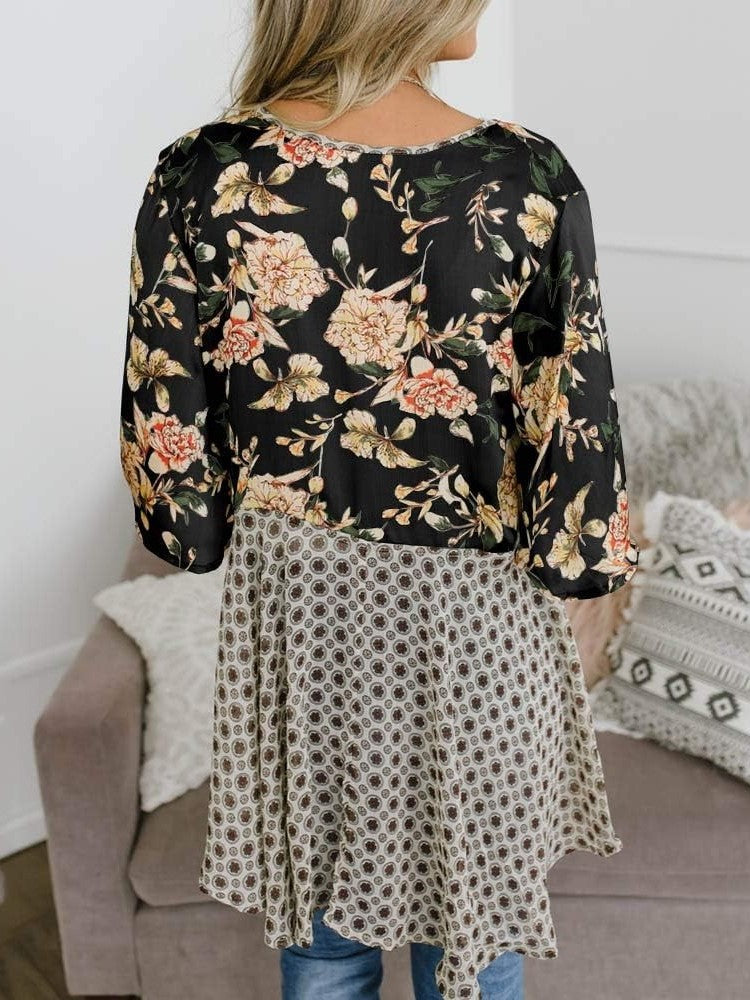 HOT SALE Women's Floral Kimono Ruffle Sleeve Tie Cardigans Flowy Boho Loose Cover Ups