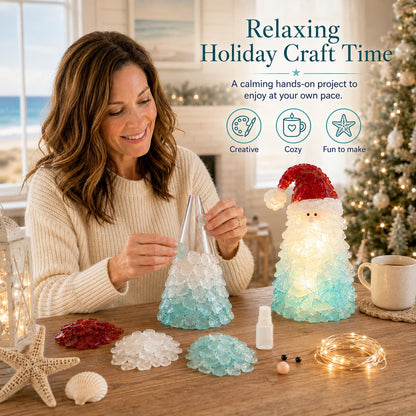 🔥Last Day 49% OFF – 🎅 Beginner-Friendly DIY Lighted Sea Glass Santa Christmas Decor Kit