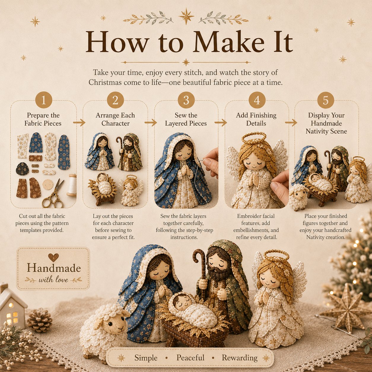 ✨ DIY Patchwork Nativity Scene Sewing Kit