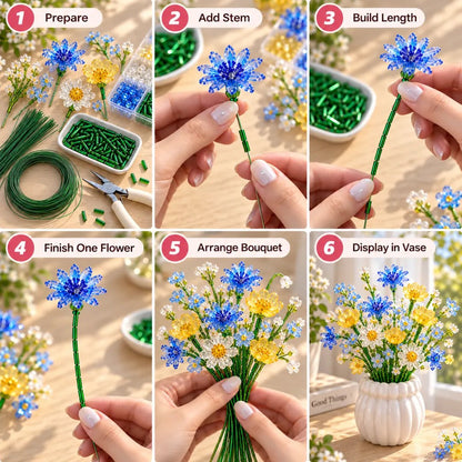 🌸 DIY Beaded Wildflower Bouquet Kit – Handmade Crystal Flower Craft Set