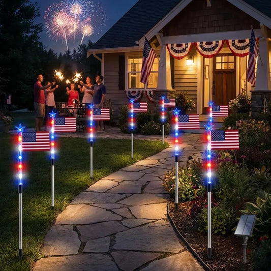 🔥Independence Day Promotion🦅Waterproof Solar 8-Piece Flag Light Set