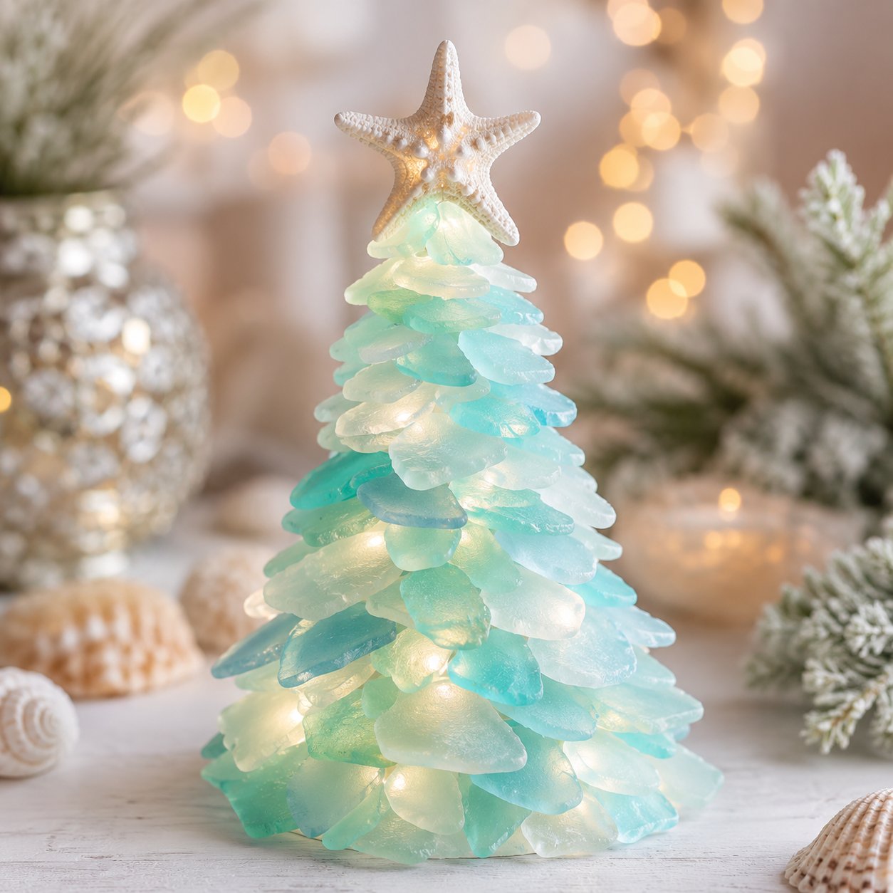 🔥Last Day 49% OFF – 🎅 Beginner-Friendly DIY Lighted Sea Glass Santa Christmas Decor Kit