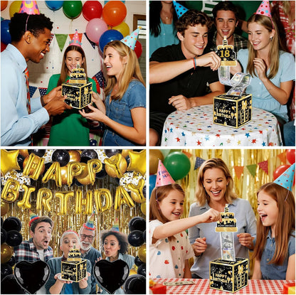 Birthday Money Box for Cash Gift with DIY Stickers，A Surprising Money Gift Box with Pull-Out Happy Birthday Card & 50 Cash Bags, Ideal Gift for Men, Women All Ages