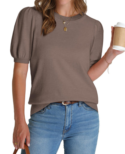 Women's Lightweight Puff Short Sleeve Sweater