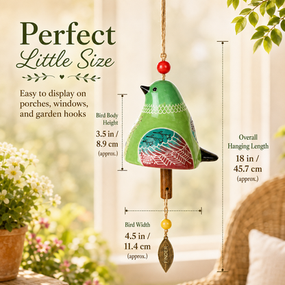 Hand-Painted Resin Bird Wind Chime, Colorful Folk Art Garden Hanging Decor