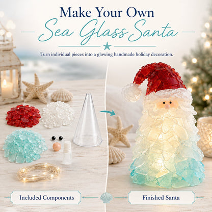🔥Last Day 49% OFF – 🎅 Beginner-Friendly DIY Lighted Sea Glass Santa Christmas Decor Kit