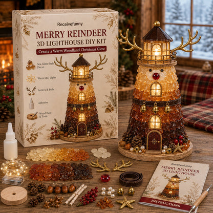 🎄Beginner-Friendly DIY Lighted Christmas Character Sea Glass-Style Lighthouse Kit Collection