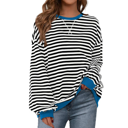 💗Women's Striped Hoodie Sweatshirt with Long Lantern Sleeves