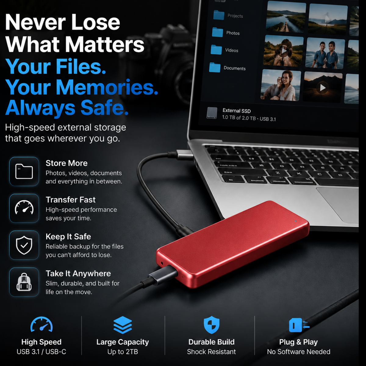 🔥 LAST DAY 50% OFF-Portable External SSD – Protect Your Photos, Videos & Important Files