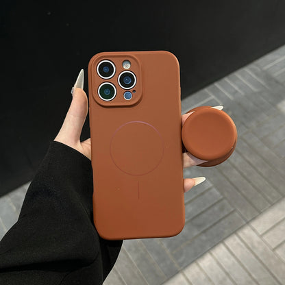 Magnetic Stand Liquid Silicone Full Coverage Phone Case with AI Capture Button for iPhone 18 Pro Max