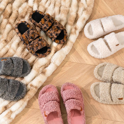 Women's Fuzzy Open-Toe Slippers – Stylish Classic Slides with Soft Memory Foam, Non-Slip Rubber Sole, Perfect Cozy Footwear ,Girl Fur Flipflop Walking Shoes Fluffy Modern Sleeper Slip On Clog