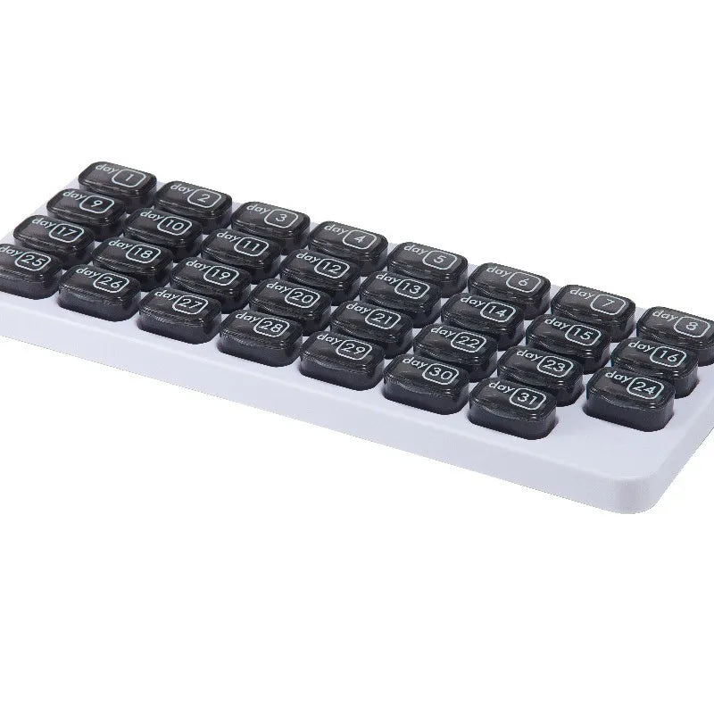 🔥✨31-Day Monthly Pill Box: Easy-Open Lids, Removable Pods, Date Reminder, Travel Case