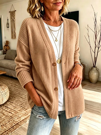 CLEARANCE SALE🔥 Women's Waffle Knit Button-Down Cardigan Sweater