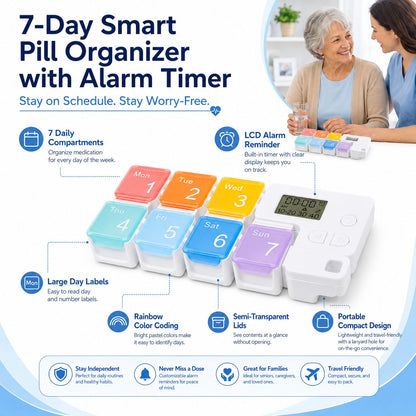 7-Day Smart Pill Organizer with Alarm