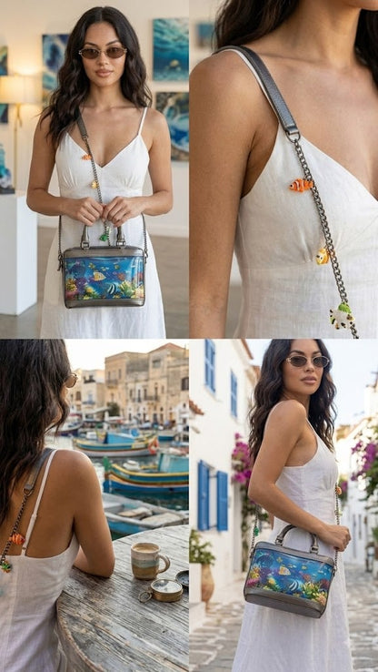 🌊 🐠Aquarium Inspired Bag – Transparent Ocean-Themed Shoulder Bag with Coral Reef Design
