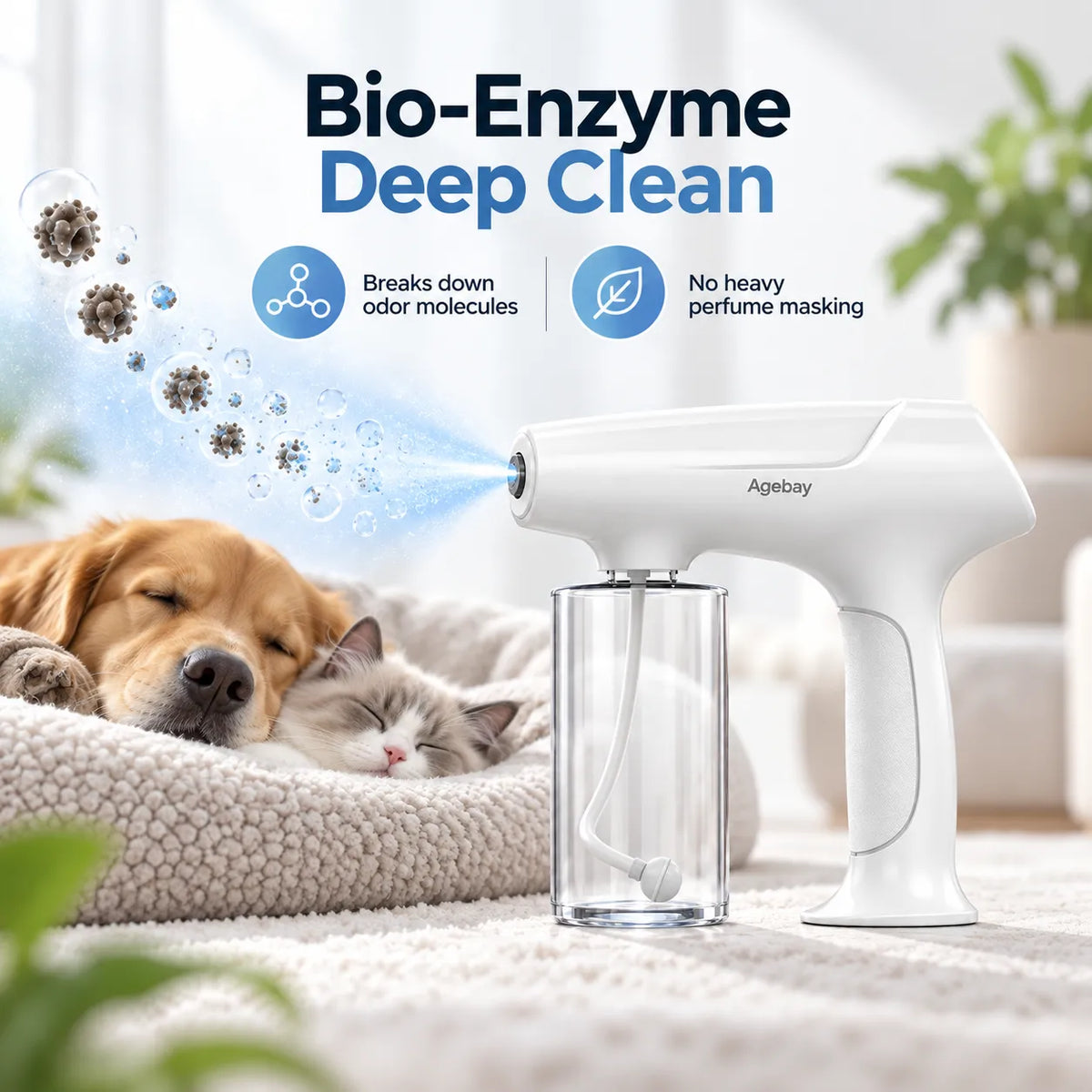 Bio-Enzymatic Pet Odor Eliminator & Nano Blue Light Sprayer Kit