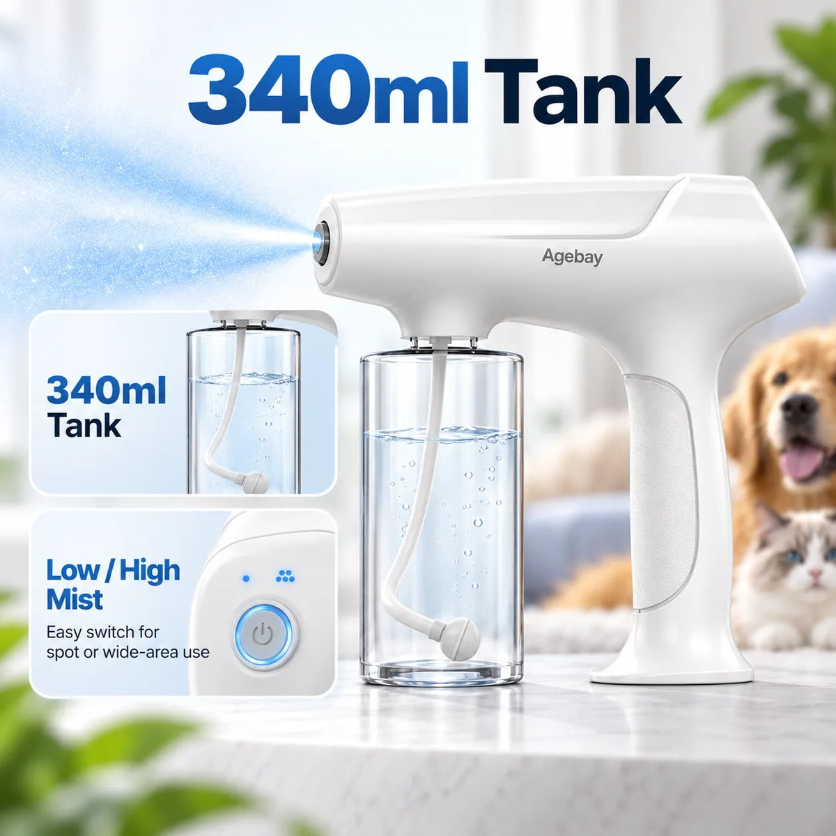 Bio-Enzymatic Pet Odor Eliminator & Nano Blue Light Sprayer Kit