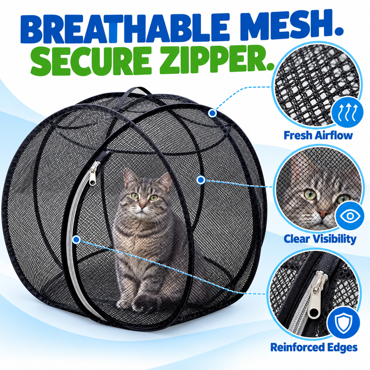 🐱🌿 Trovehand Cat Haven™ – Pop-Up Mesh Playpen