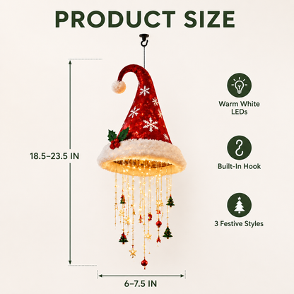 🔥🎅 Lighted Santa Hat Hanging Chandelier 🎄