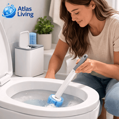 No-Touch Toilet Cleaning Wand – Fresh Brush Head Every Time