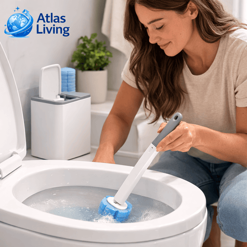 No-Touch Toilet Cleaning Wand – Fresh Brush Head Every Time