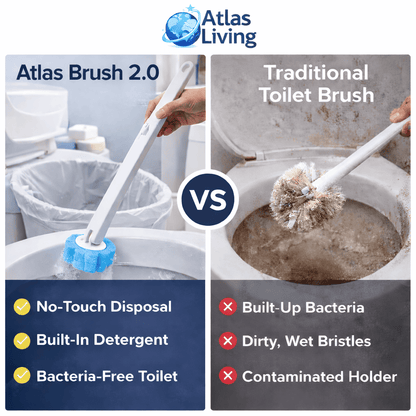 No-Touch Toilet Cleaning Wand – Fresh Brush Head Every Time