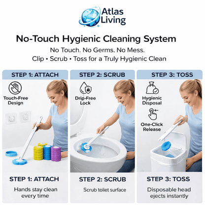 No-Touch Toilet Cleaning Wand – Fresh Brush Head Every Time