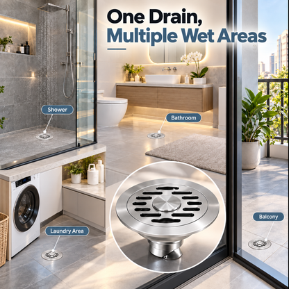 🚿 Stainless Steel Floor Drain with Odor-Blocking Core & Fast Drainage