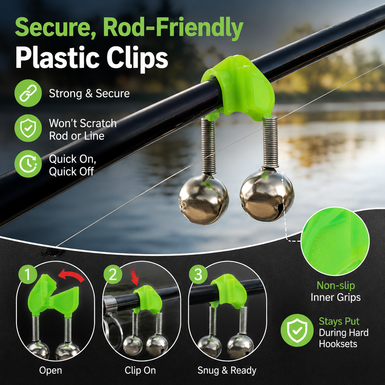 Double Ring Fishing Bells with Plastic Clip Buckles 🎣🔔