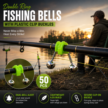 Double Ring Fishing Bells with Plastic Clip Buckles 🎣🔔