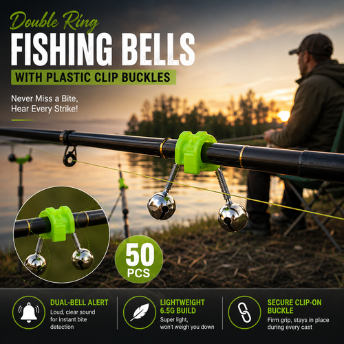 Double Ring Fishing Bells with Plastic Clip Buckles 🎣🔔